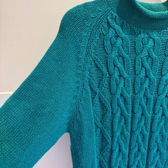 Forenza Sweater Vintage 80's 90's Oversized Cable Knit Green Women's Size Medium - Picture 2 of 9